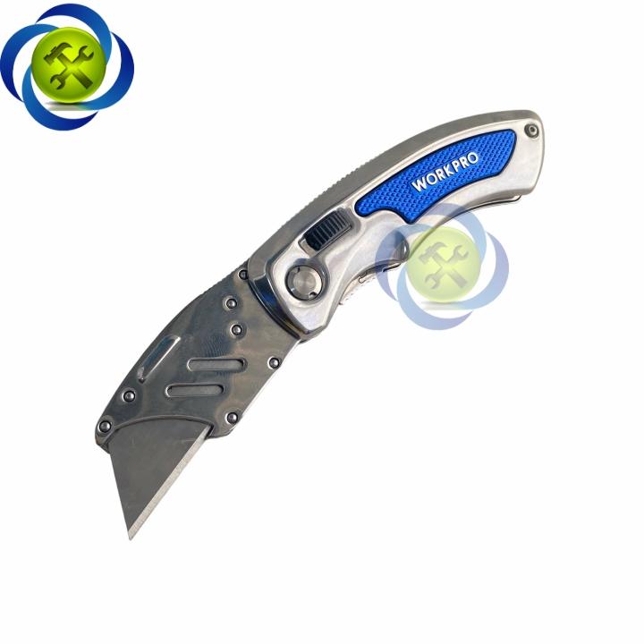 Dao rọc cáp Workpro W011010 loại xếp thay lưỡi nhanh- thân kim loại