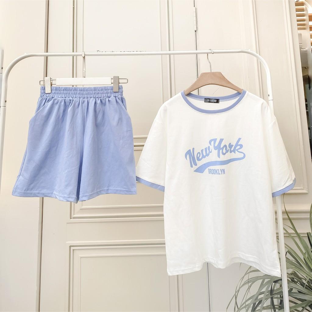 Bộ đồ thun NEW YORK 100% cotton nhiều màu ulzzang basic - Made by Fiin