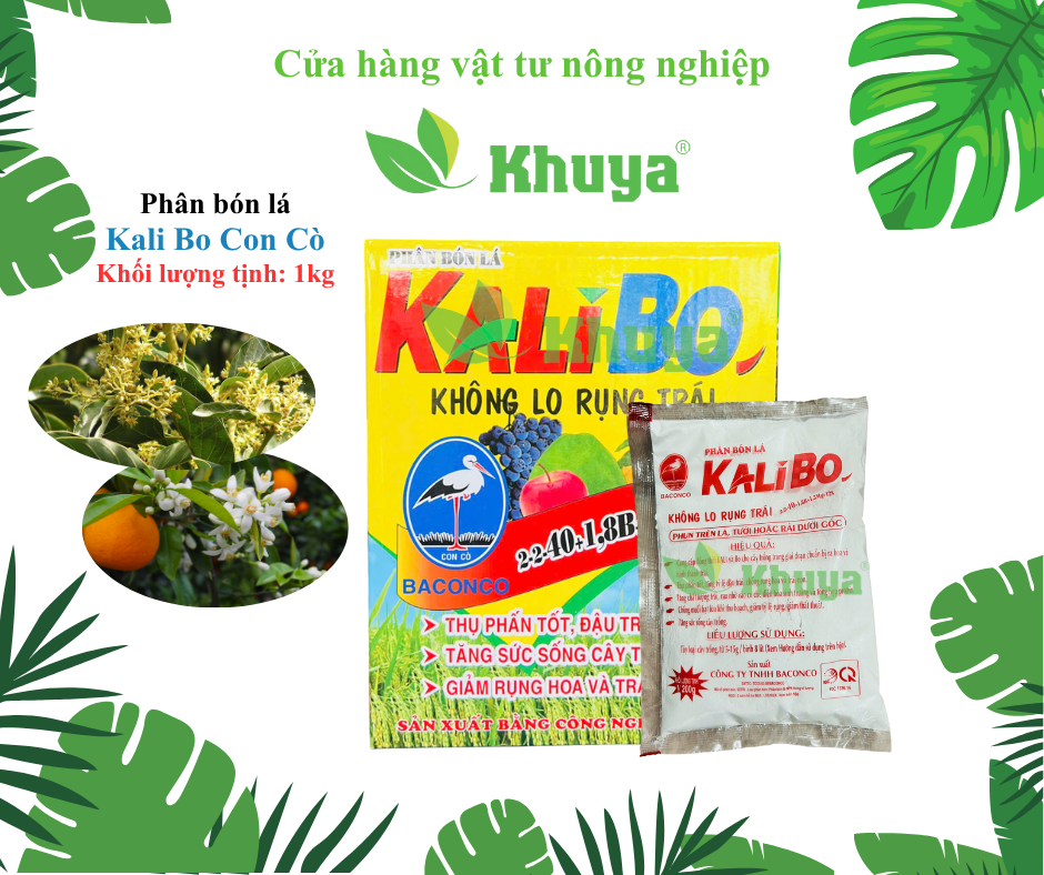 1 gói lẻ 200gr Phân bón lá Kali Bo hiệu BACONCO Không Lo Rụng Trái
