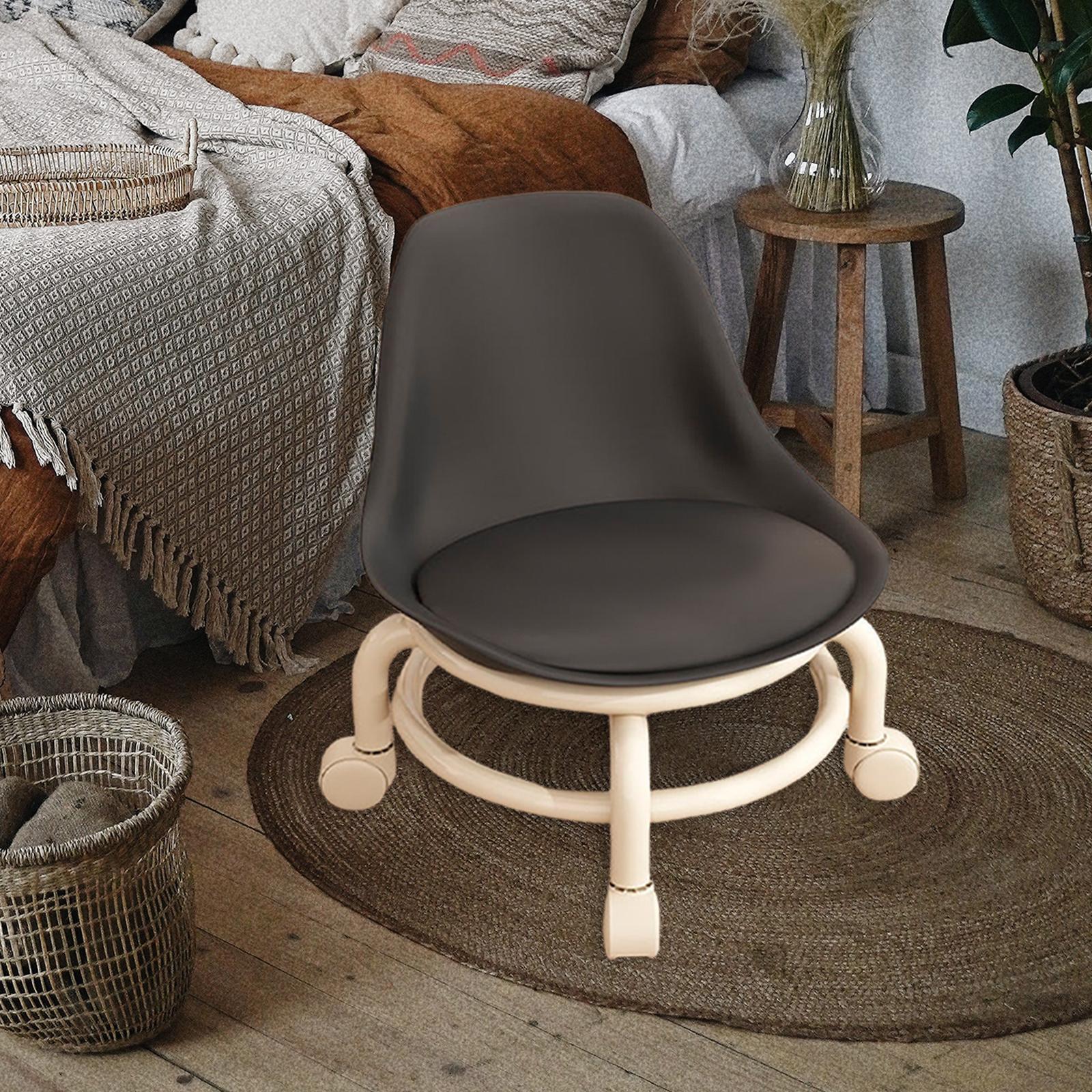 Low Height Rolling Stool with Back Stainless Steel  Height 45cm