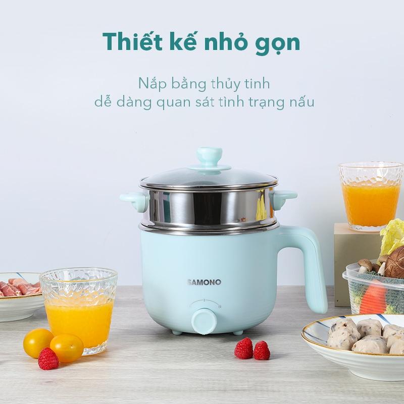 Nồi điện đa năng SAMONO SW-DG01 dung tích 1.2L có xửng hấp nấu lẩu hấp rau nấu chè tùy thích - Bảo hành 12 tháng - Hàng chính hãng