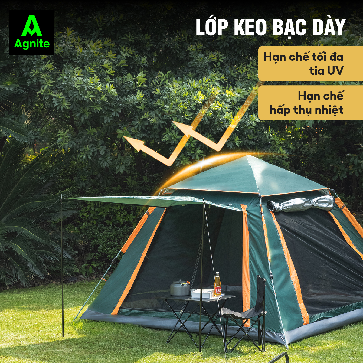 Lều cắm trại, picnic 4 cửa tự bung Agnite - dễ dựng - tiện lợi - thống thoáng - sức chứa lớn - VS4011/VS4012