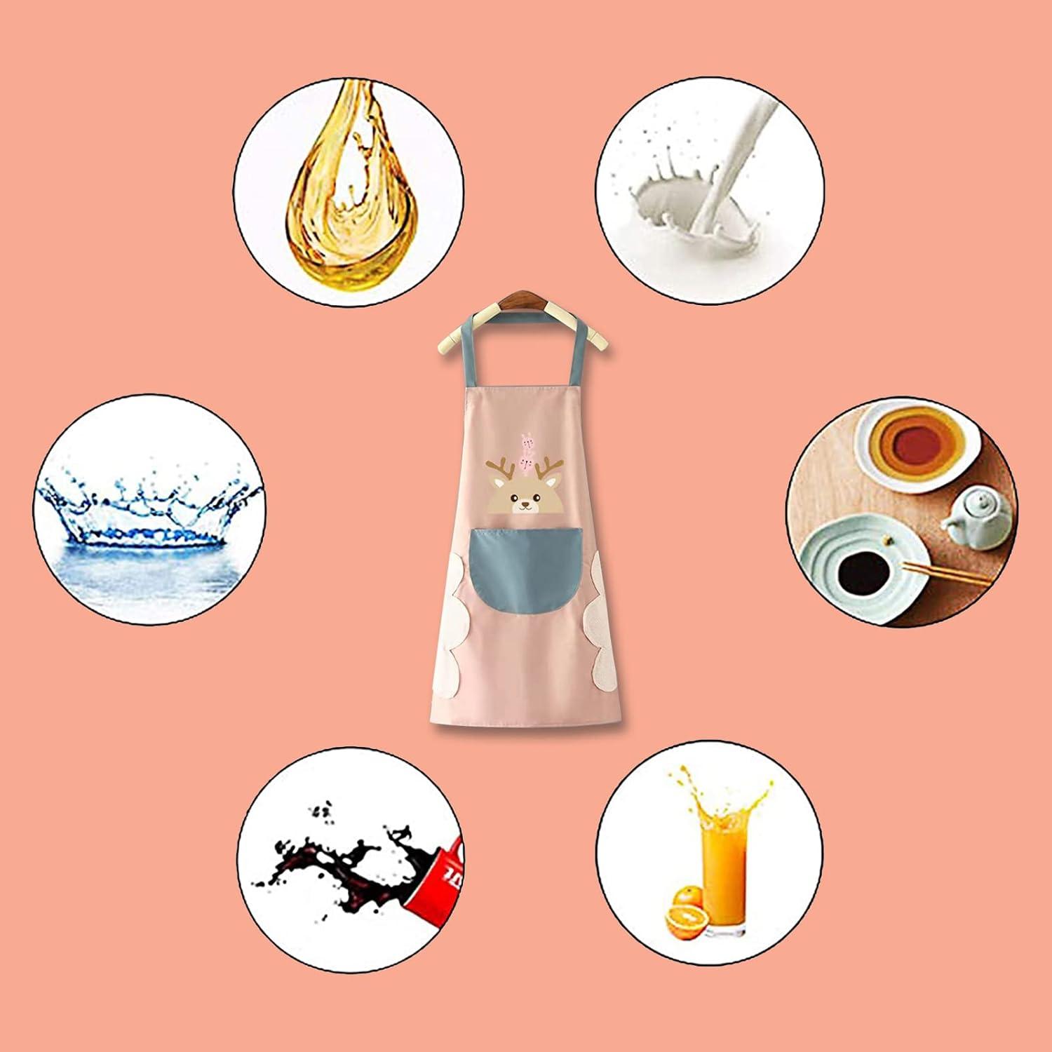 Tạp dề nhà bếp chống nước, 2 chiếc cho nam và nữ, không thấm nước, có thể điều chỉnh với túi, nhà hàng chống tache có thể điều chỉnh BBQ Café Pink, Blue 65x70cm