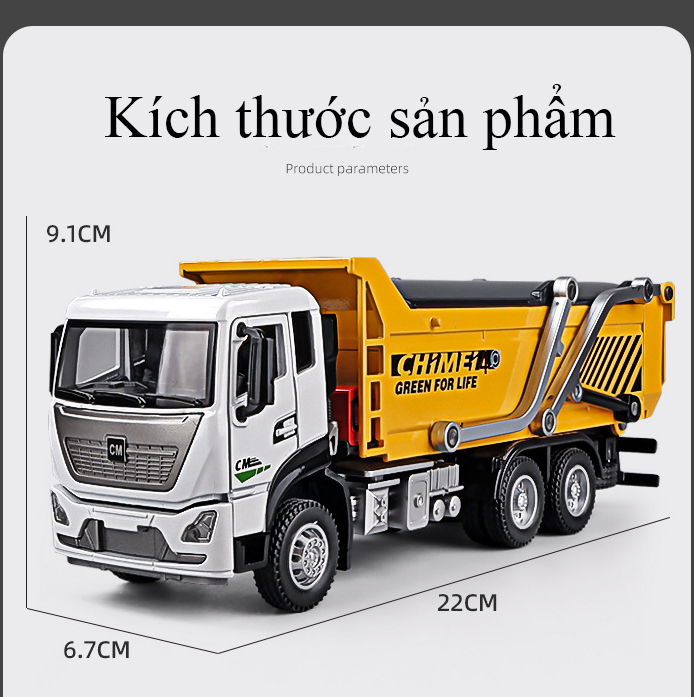 Đồ chơi xe tải vận chuyển  KAVY -31 bằng kim loại nguyên khối có nhạc và đèn kích thước lớn nâng hạ thùng