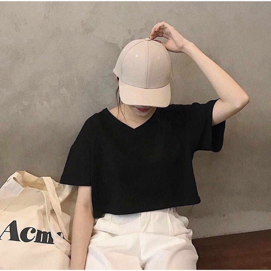 Áo croptop nữ , áo croptop tay ngắn thời trang cổ tim chữ V form rộng , dáng buông phong cách Hàn Quốc ACN003