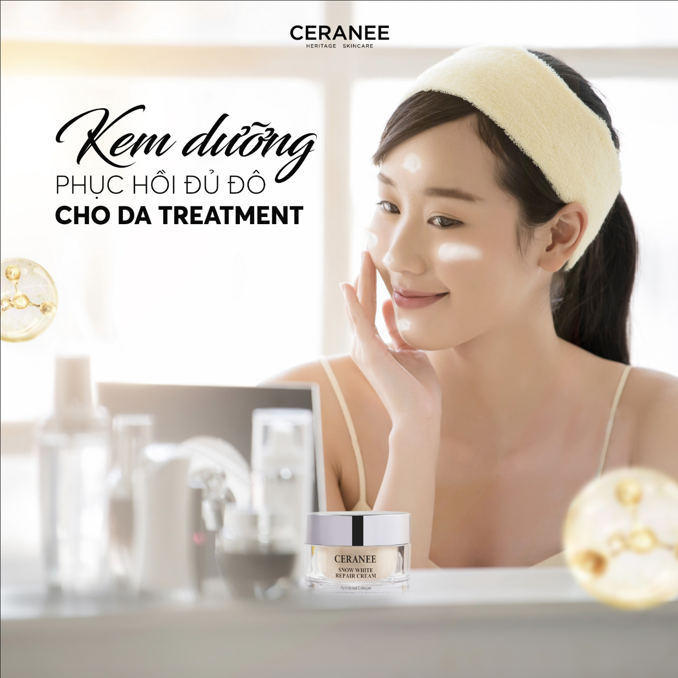 Kem Dưỡng Ẩm Da Làm Trắng Da Phục Hồi Và Chống Lão Hóa Cấp Độ Tế Bào Từ Collagen Tươi Pháp 50gr Ceranee