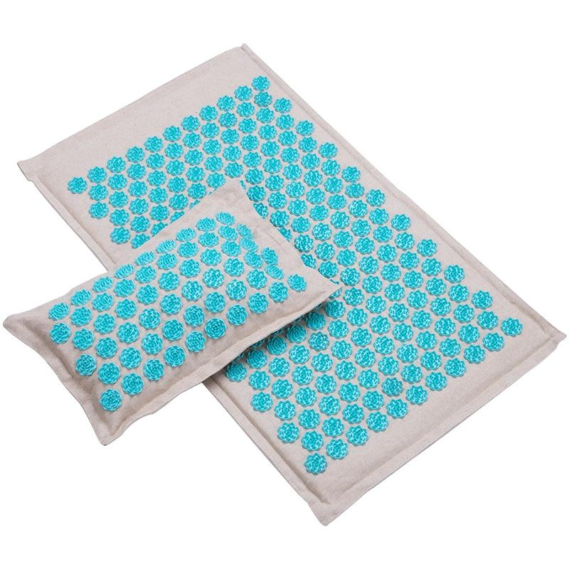 Nature Linen Coconut palm Massage Yoga mat sport pillow mat with bag Lotus Spike Acupressure Mat Cushion yoga matt Fitness