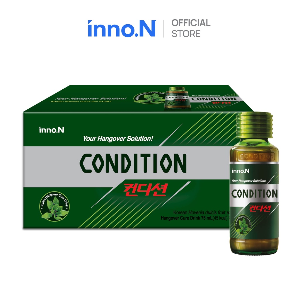 Thực phẩm bảo vệ sức khỏe Hộp 10 chai nước giải rượu Condition hỗ trợ giải rượu và giải độc gan Hộp 75ml
