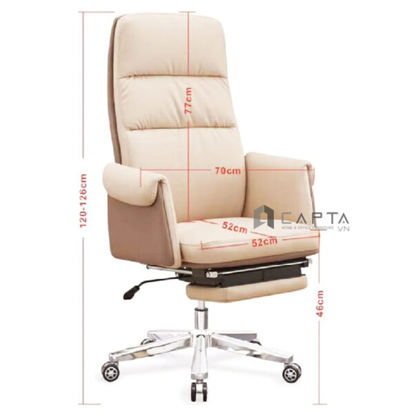 Ghế văn phòng ngả lưng duỗi chân nằm ngủ trưa Ghế giám đốc nệm dày bọc da Pu cao cấp CR4111-P