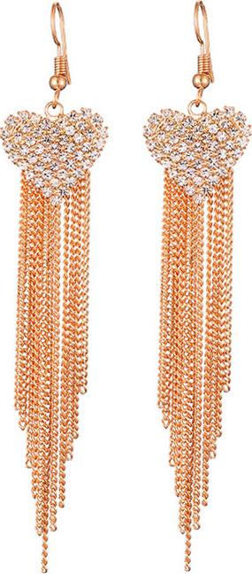 Bông tai trái tim đính đá thả tua rua (Tặng mặt nạ thiên nhiên Dermal)