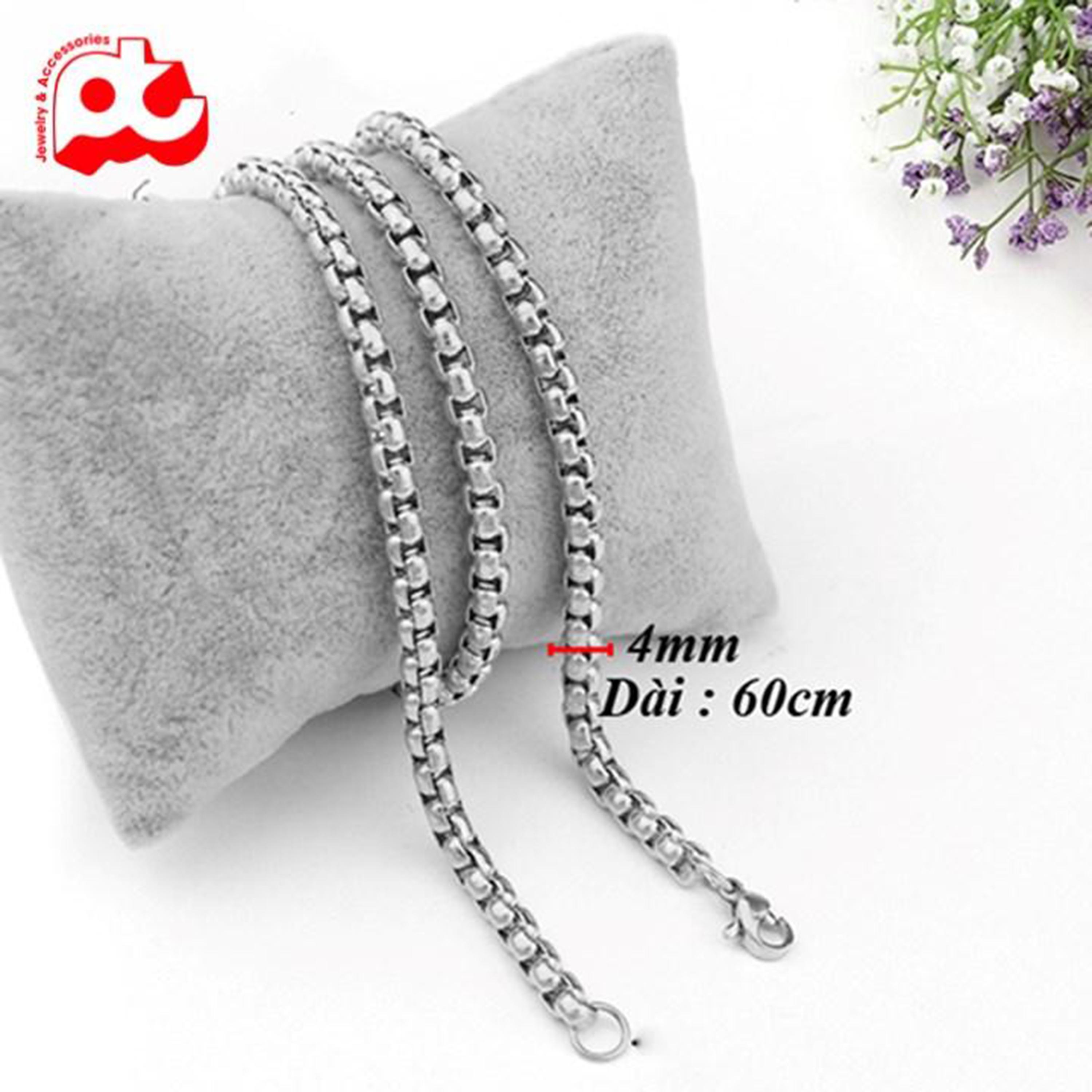 Dây chuyền nam nữ dây xích nam titan thép không gỉ bông dừa khít trangsucpt kích cỡ 4mm PTDCNA48