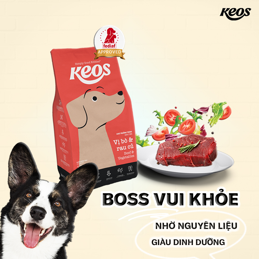 20KG Thức ăn cho Chó Keos Adult - VỊ GÀ &amp; RAU CỦ - Đồ ăn cho chó Keos Adult - Chicken and Vegetables