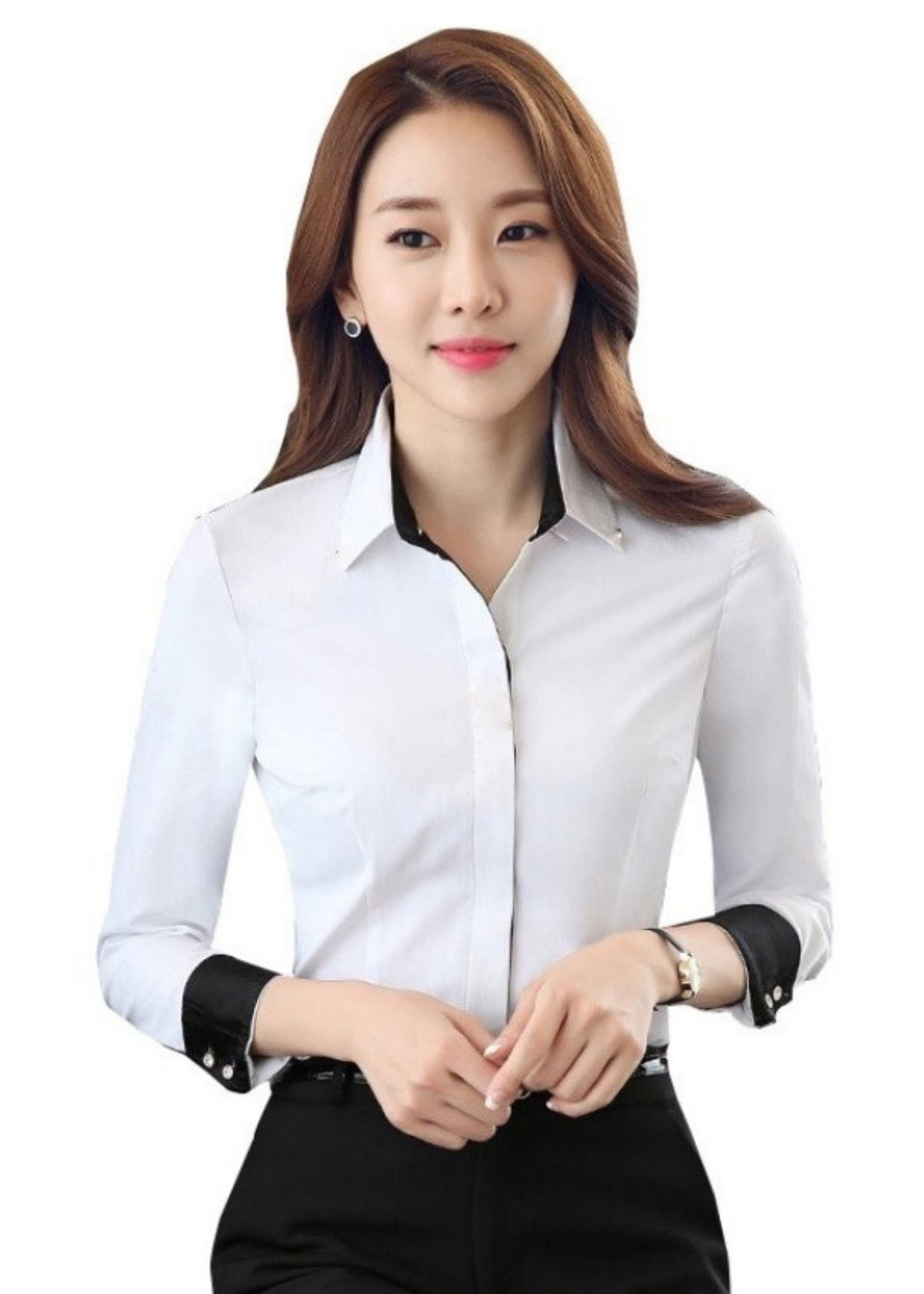 Áo Sơ Mi Nữ Viền Cổ Đen Trong Dài Tay SF554 Thời Trang Nữ Công Sở Cao Cấp