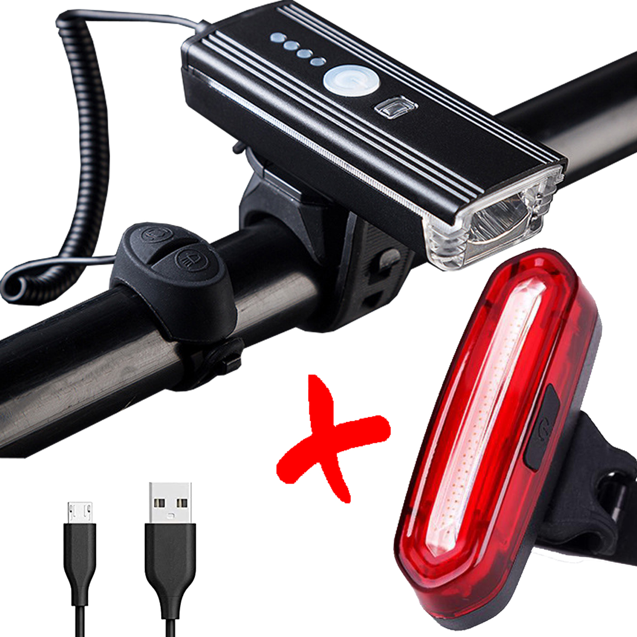 COMBO Đèn Còi Xe Đạp HJ062 Và Đèn Hậu Sạc USB AQY096 Led 3 Màu
