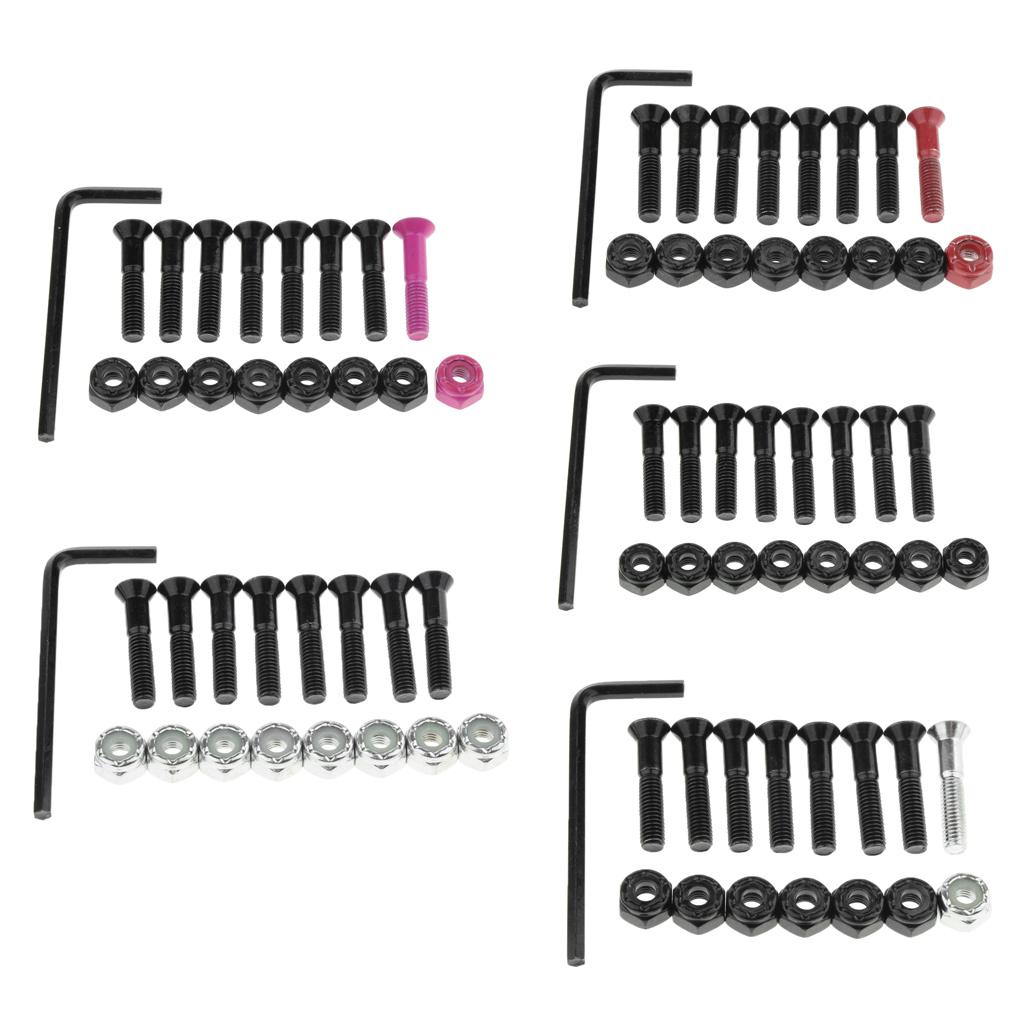 1 Set Skateboard Longboard Hardware with with L wrench 8 Black