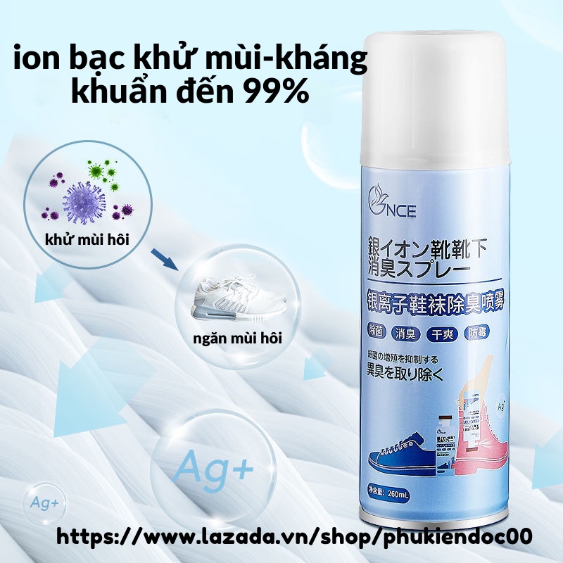 Xịt Khử Mùi Giày Dép Chống Hôi Chân Công Nghệ Nano Bạc Khử mùi diệt vi khuẩn hiệu quả.
