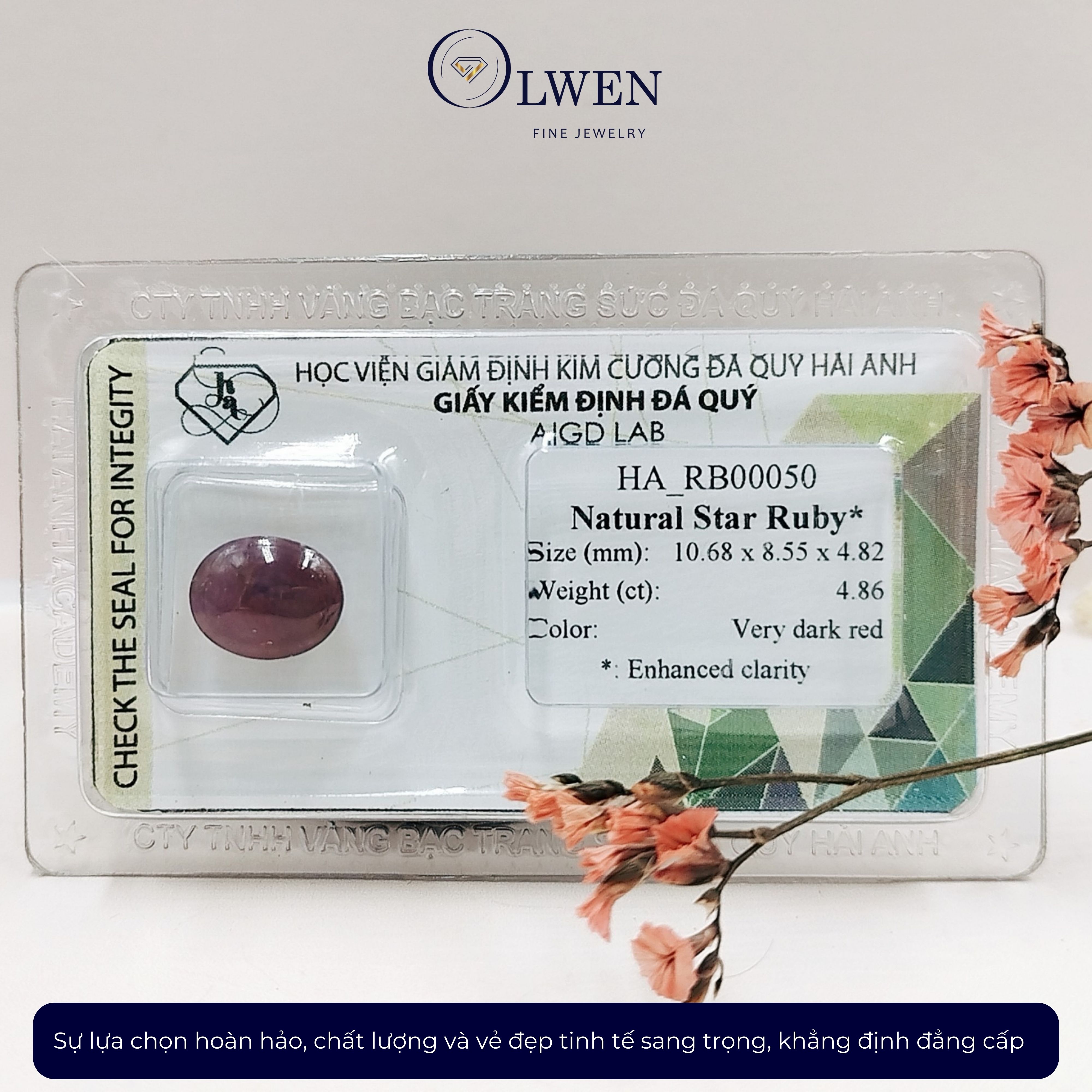 Viên đá Ruby thiên nhiên kiểm định AIG_HA-RB00050