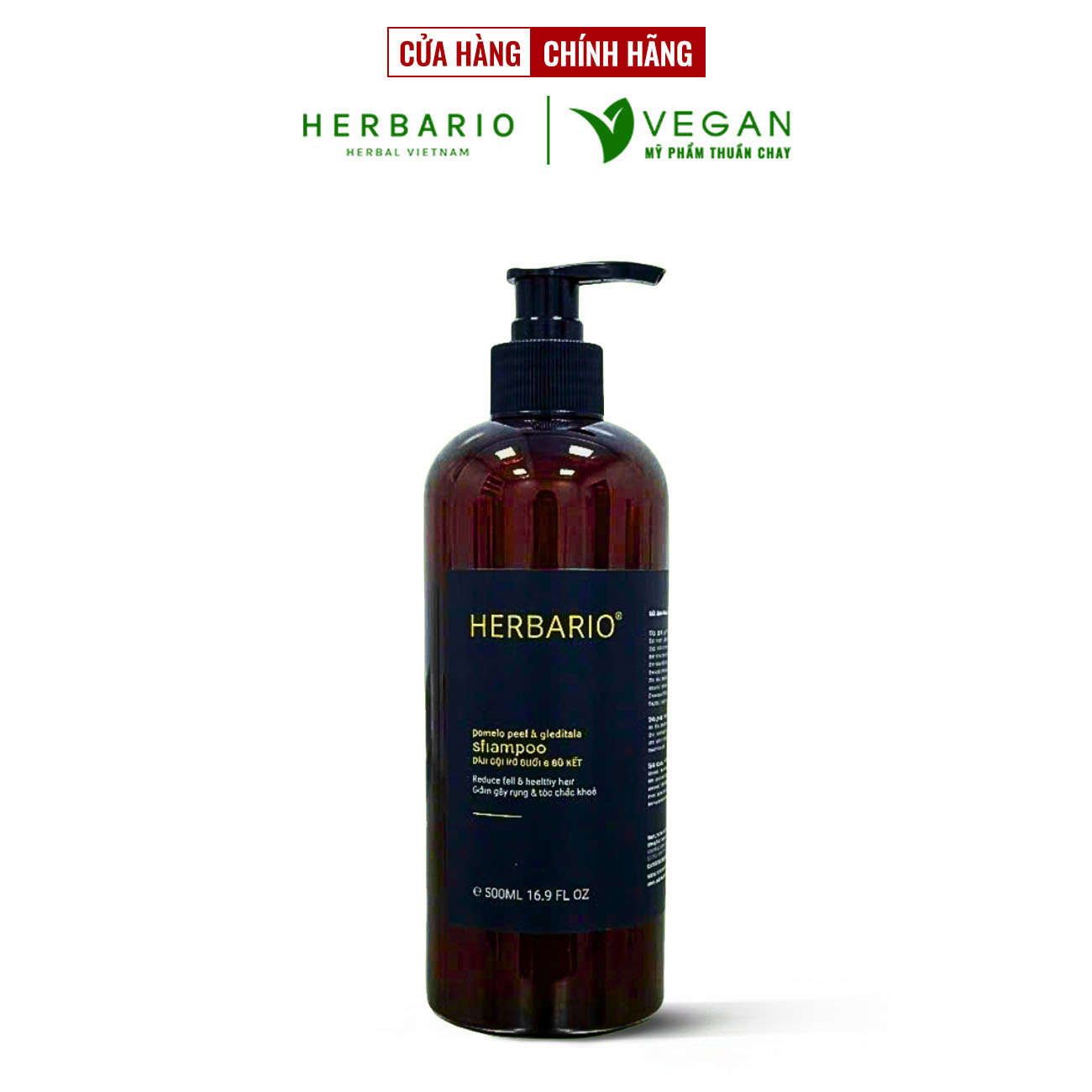 Bigsize - Bản Nâng Cấp - Dầu gội vỏ bưởi &amp; bồ kết Herbario 500ml không sunfate không silicon