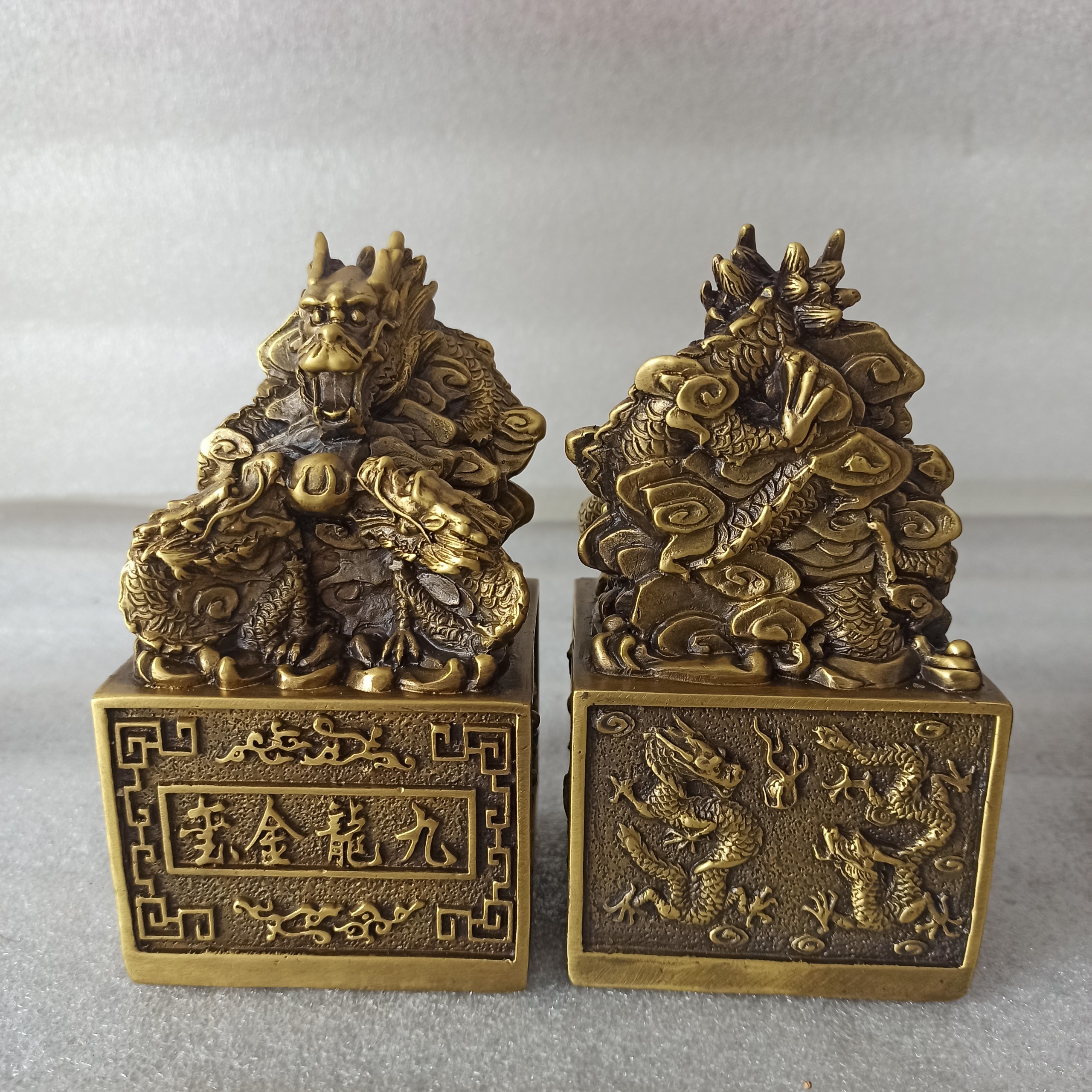Ấn Rồng Phong Thủy Bằng Đồng, Cửu Long Kim Ấn bằng đồng thau hàng loại I cao cấp-Đồ Đồng Nguyệt Ánh