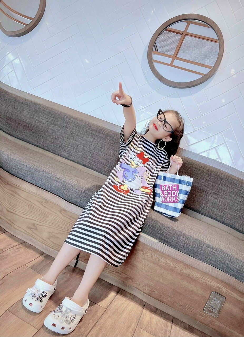 ĐẦM THUN SUÔNG BÉ GÁI THỂ THAO THUN COTTON CHO BÉ 8-40KG