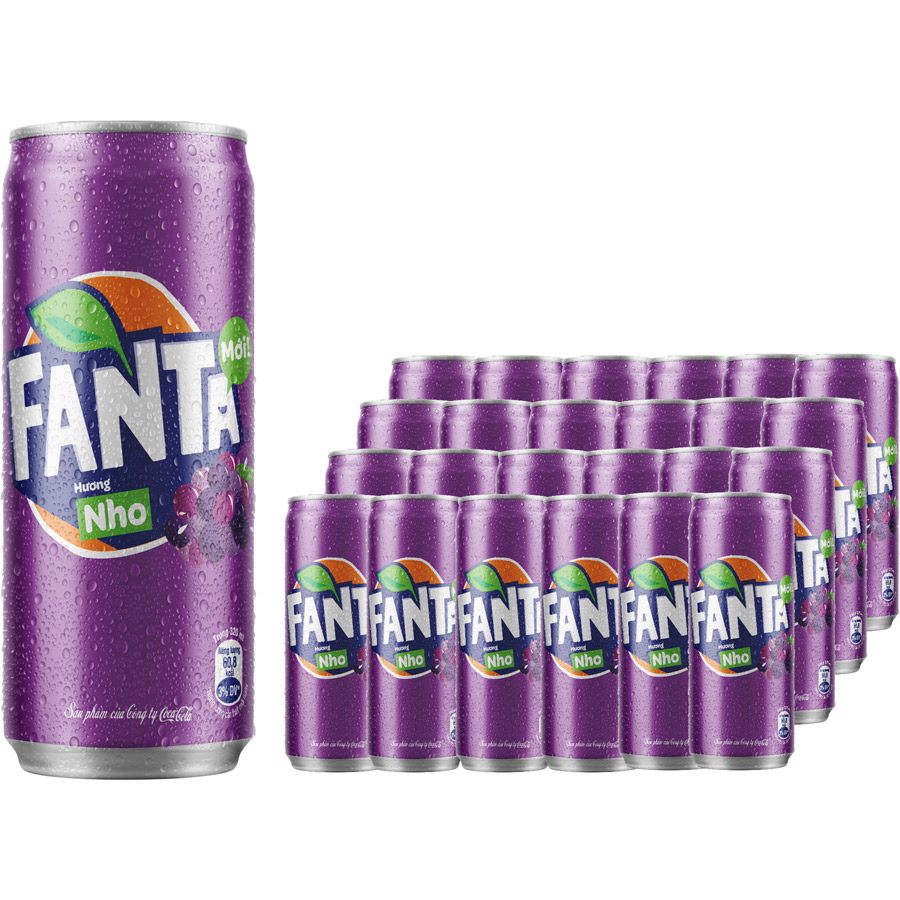 Lốc 24 Lon Nước Giải Khát Có Gas Fanta Nho 320ml x 24