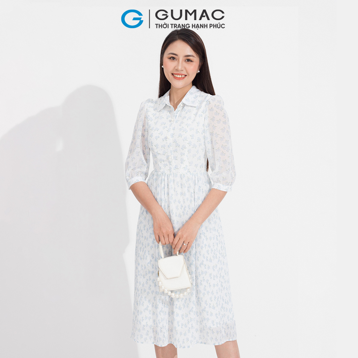 Đầm phối tùng xếp ly GUMAC DD05086
