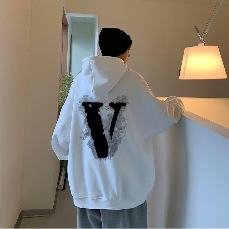 Áo Hoodie Cỡ Lớn In Chữ V Có 2 Màu Sắc Chọn Lựa Phong Cách Hàn Quốc Cho Nam Size M-5XL