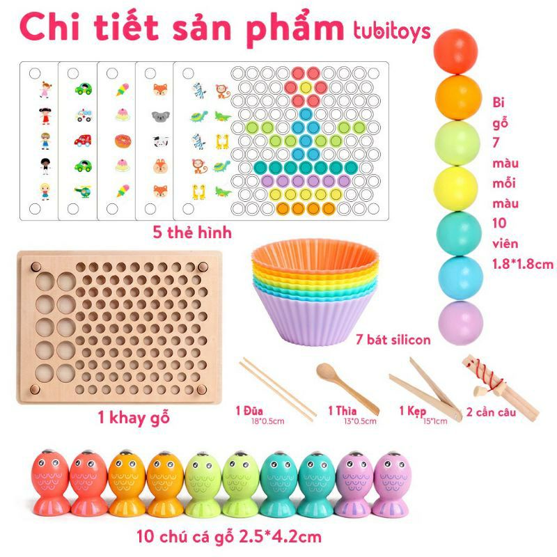 Đồ Chơi Câu Cá, Xếp Hình, Lật Hình, Gắp Hạt Kèm Bát, Đồ Chơi Montessori Giúp Bé Phát Triển Trí Tuệ