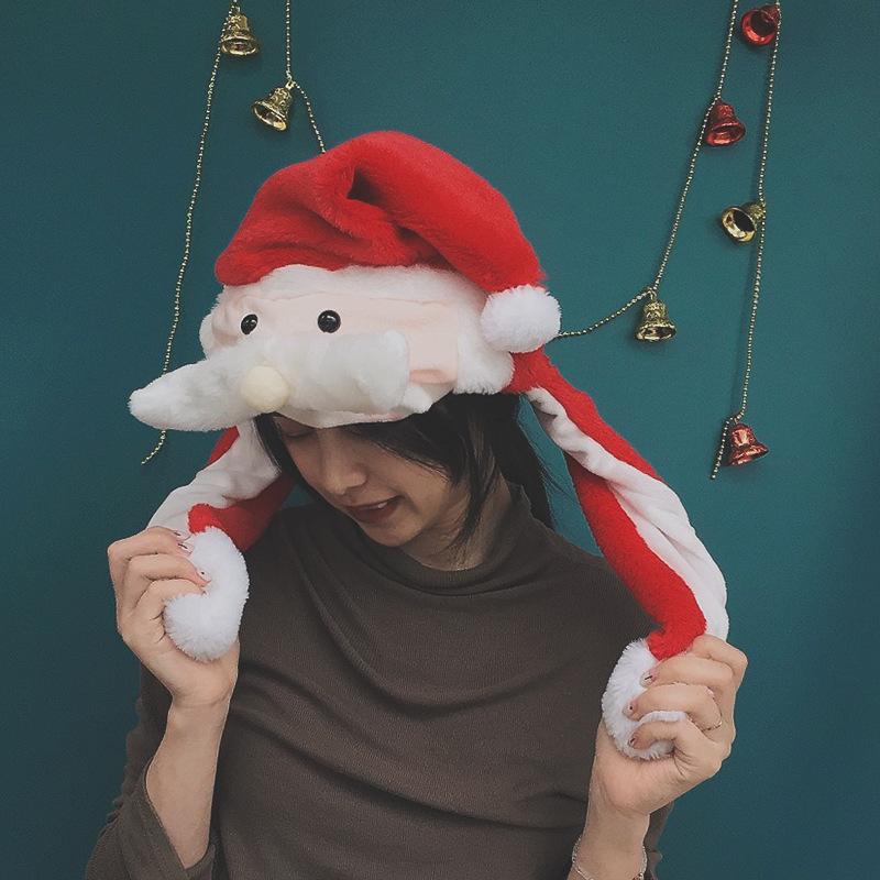 Mũ được mòn với đèn LED và tai di động làm bằng trang phục sang trọng cho trẻ em và mũ đồ chơi sang trọng động vật trưởng thành, ông già Noel
