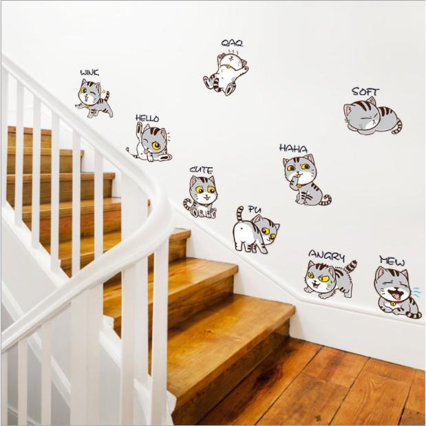 Decal dán tường trang trí - MÈO CON TINH NGHỊCH