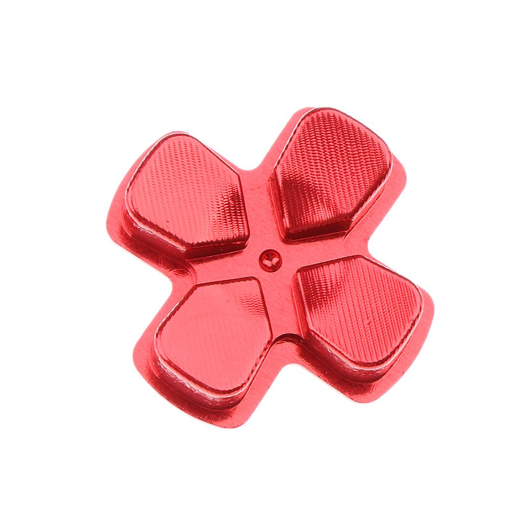 2Pieces Gamepad Metal ABXY Button + Analog Thumbsticks Joystick + Chrome D-pad for Sony PS4 DualShock Game Controller Gold+Red