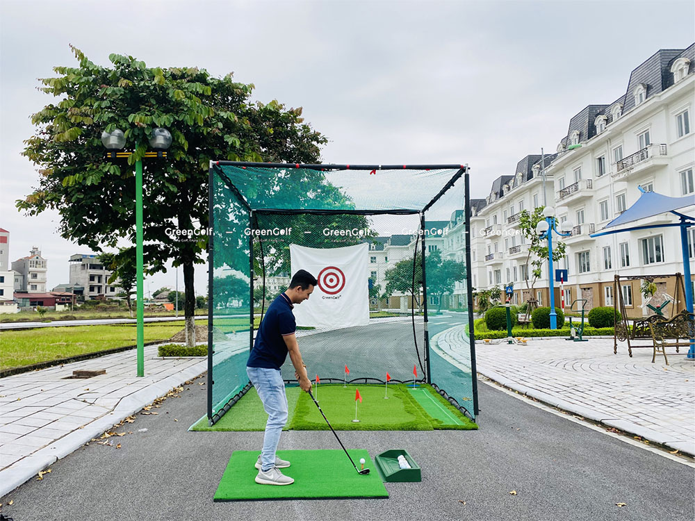 Combo Tập Swing Golf Trọn Bộ Gồm Khung Lưới + Tâm Phát Bóng + Thảm Swing + Thảm Cỏ Lót Sàn + Khay Bóng