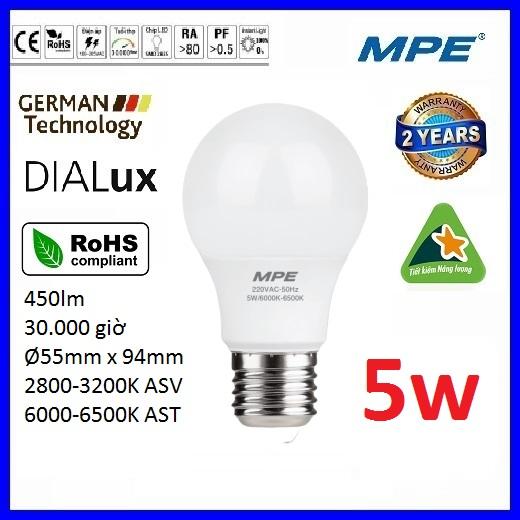 ĐÈN LED BULB 5W CHỐNG ẨM CAO CẤP MPE (LBD3-5)