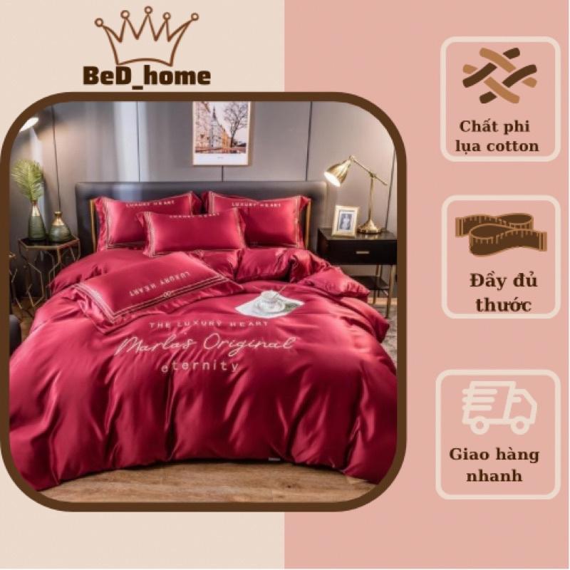 Bộ chăn ga gối phi lụa cotton luxury Heart chăn hè cao cấp. Sét chăn ga gối chất vải lụa phi bóng mềm mịn chuẩn 5 sao