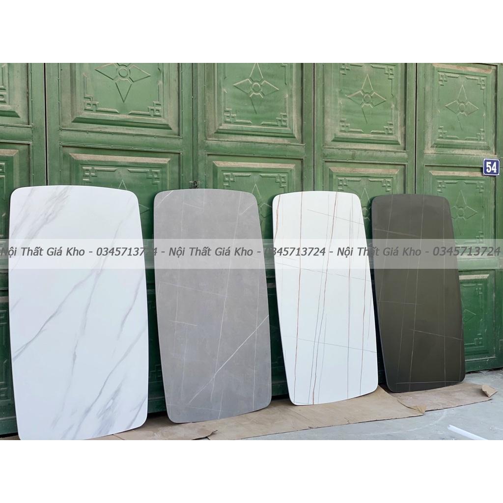 Bàn ăn mặt đá phiến chân x cong kết hợp ghế Nelson trám