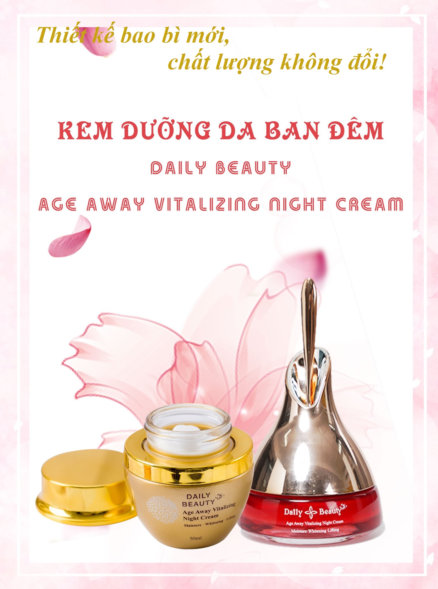 Combo 3 hộp Kem dưỡng da ban đêm Daily Beauty Age Away Vitalizing Night Cream Đánh Thức Thanh Xuân sản phẩm nhập khẩu chính ngạch Hàn Quốc