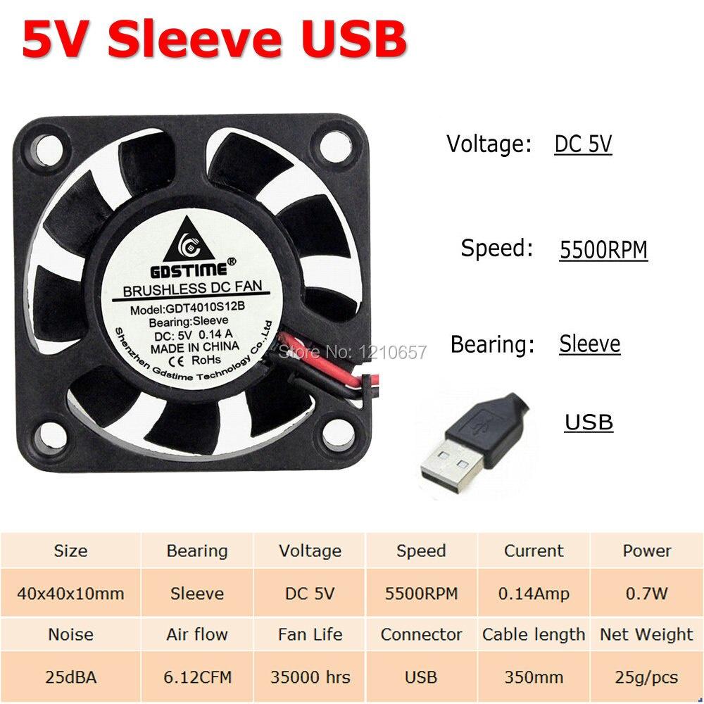 500pcs/lot Gdstime 40mm Mini USB Fan 5V 40x40x10mm 4010 4cm Laptop Computer PC Cooler Cooling Fans