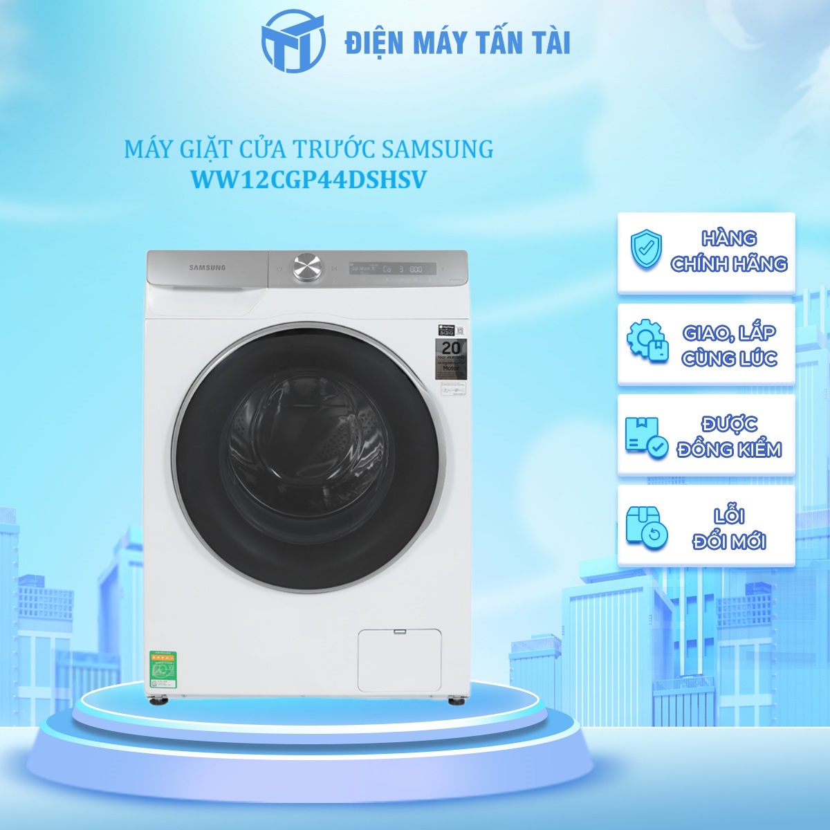 WW12CGP44DSHSV - Máy giặt Samsung AI Ecobubble+ Inverter 12 kg WW12CGP44DSHSV - Hàng Chính Hãng
