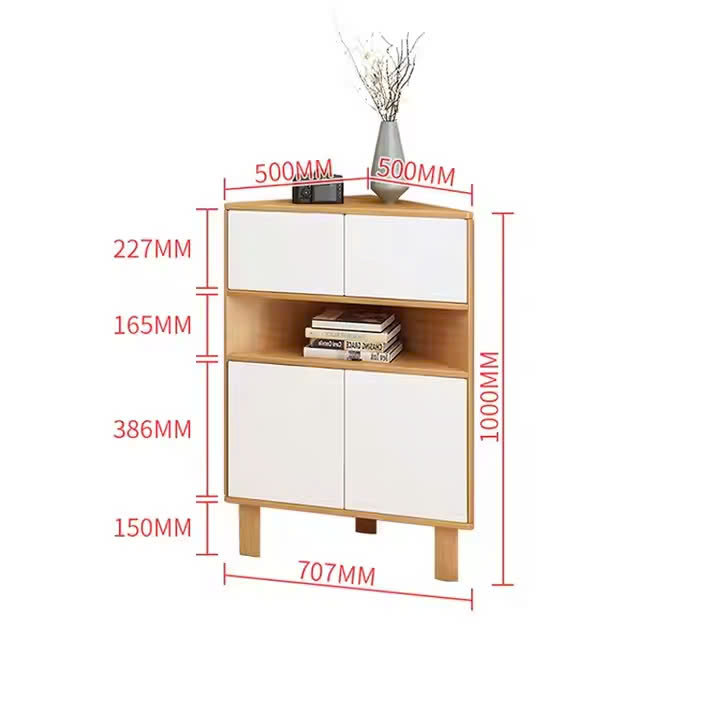 Nội thất phòng khách Tủ tam giác tiết kiệm không gian Tủ tường hiện đại đa chức năng cho gia đình Tủ gỗ lưu trữ góc