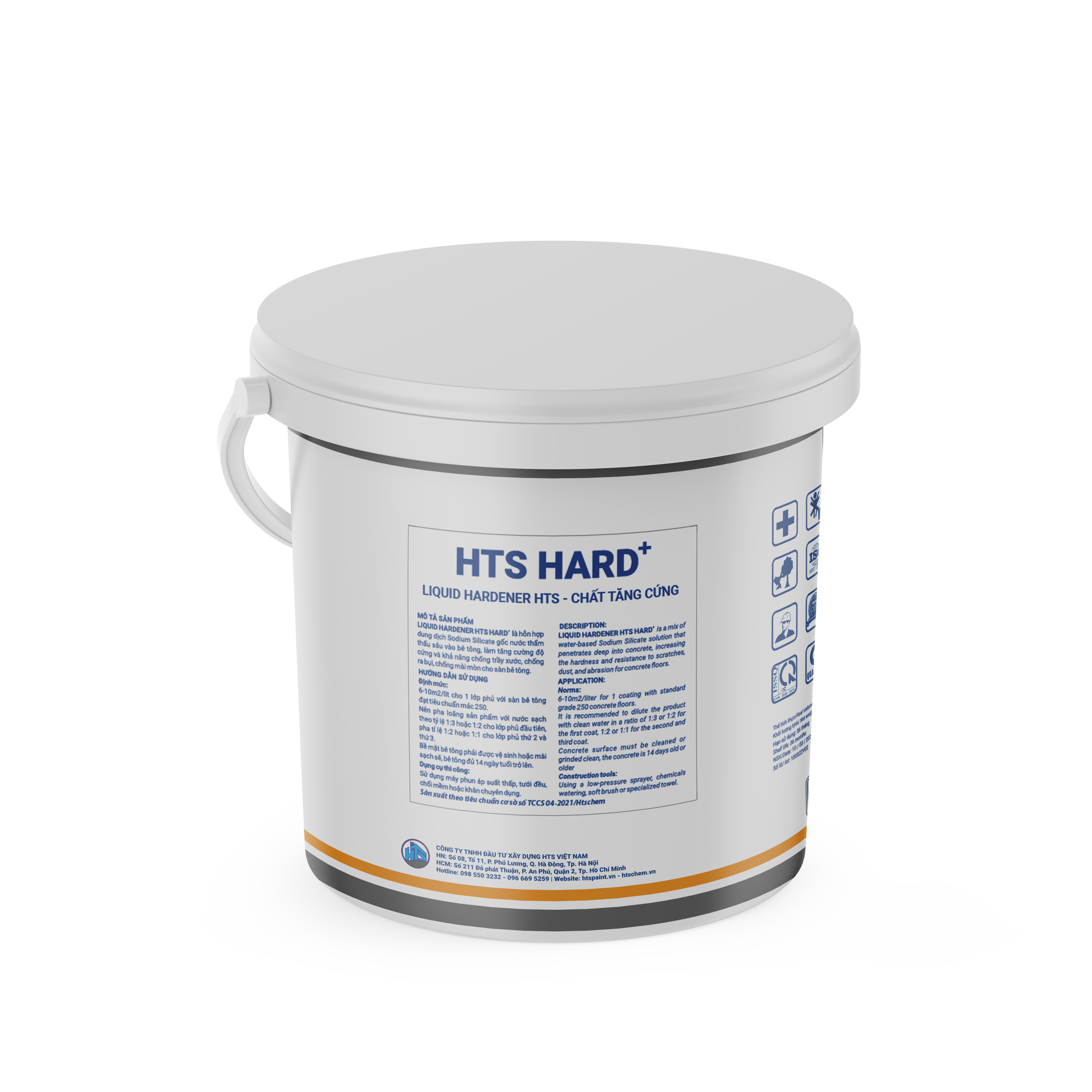 Chất Tăng Cứng Sàn Liquid Hardener HTS HARD+ thùng 6Kg - Tăng cứng, Chống bụi, Dùng được cho sàn Mác yếu