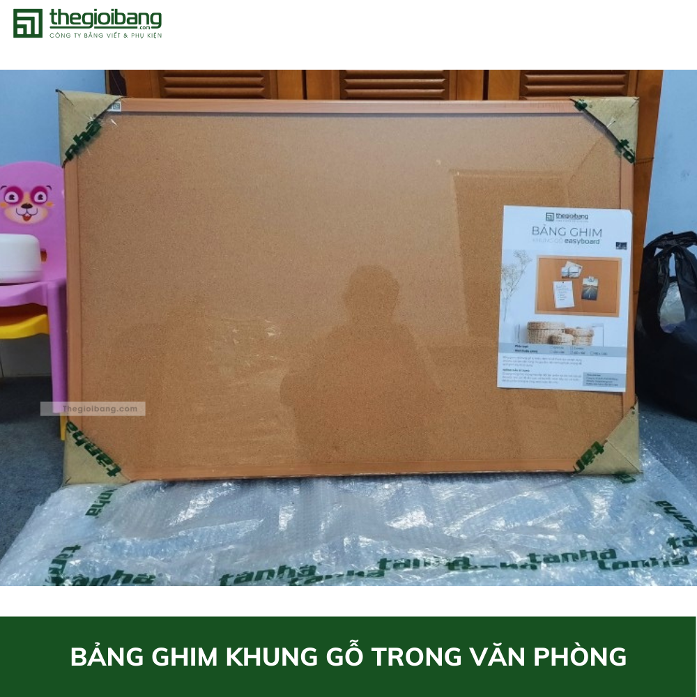 Bảng Ghim Lie Khung Gỗ EasyBoard - KT 60x90cm - Bảng Ghim Lie Gỗ Bần Tân Hà