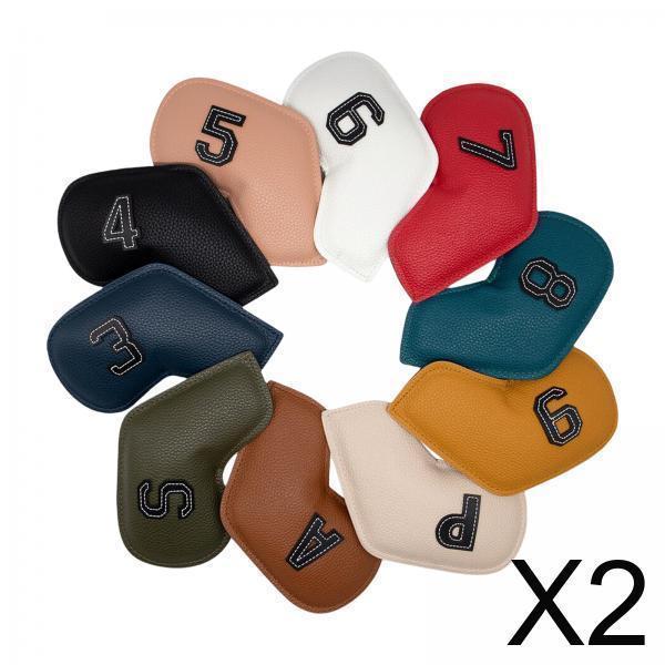 20Pcs Deluxe Golf Iron Headcover 3-9,P,S,A Club Embroidery Number Solid Color Head Cover Club Reused Golf Set Guard for Irons All Brands Men