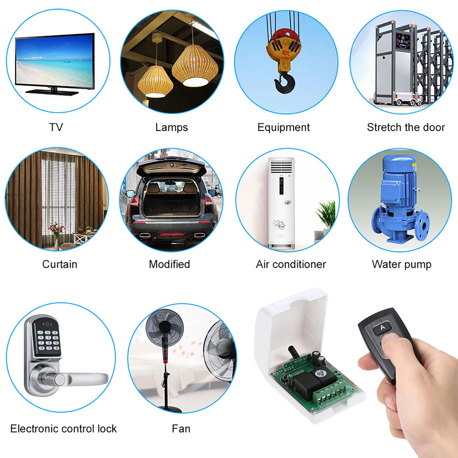 Smart Home 433Mhz RF DC 12V 2CH Learning Code Wireless Remote Control Switch Relay Receiver Transmitter Universal Remote Switch System and Long Range 50M RF Transmitter Remote Controls 1527