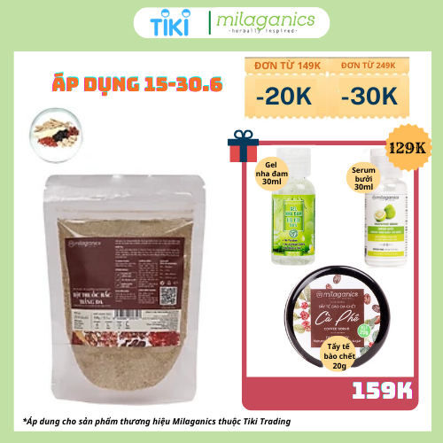 Bột Thuốc Bắc Trắng Da Đắp Mặt Nạ Ngăn Ngừa Mụn &amp; Mờ Thâm Nám MILAGANICS 100gr (Túi Zip)