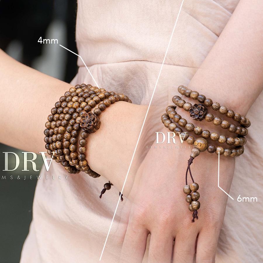 VÒNG TAY NỮ CHUỖI HẠT GỖ TRẦM HƯƠNG TỐC MIX CHARM HOA SEN 4mm 6mm