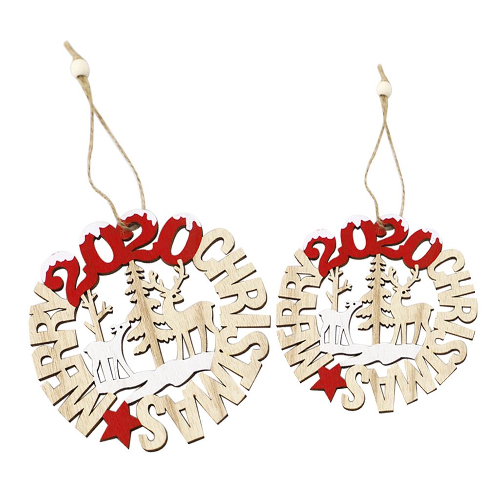 2020 Năm Mới Xmas Gỗ Mặt Dây Chuyền Cây Giáng Sinh Gỗ Thủ Công Giáng Sinh Trang Trí
