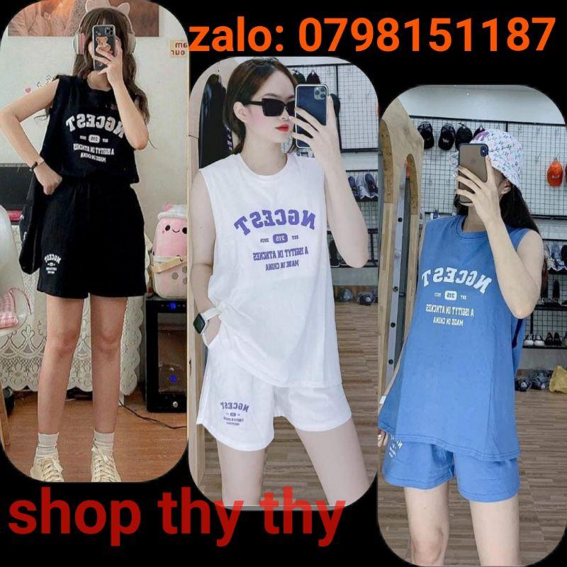 Set Bộ ba lỗ nữ gồm áo tanktop thun cotton xịn kèm quần đùi nữ thể thao cá tính ullzang mặc hè video thật