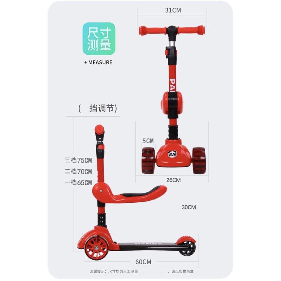 Xe scooter cho bé Babibokids, xe chòi chân cho bé từ 2 đến 6 tuổi có đèn và nhạc khi xử dụng siêu dễ thương