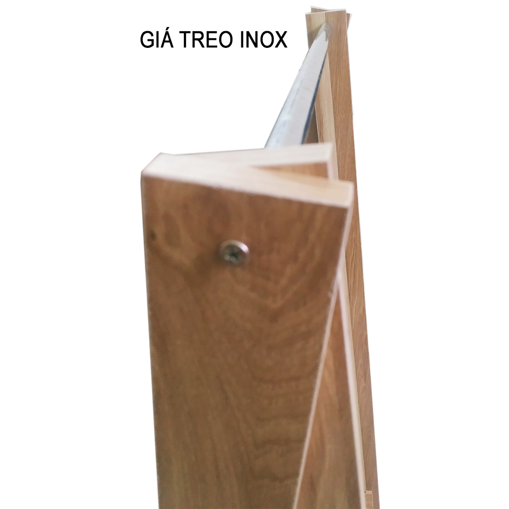 Kệ gỗ DIY chữ A treo quần áo để đồ 1 tầng đa năng kích thước 135 x 73 x 37cm thanh treo inox 304 phong cách vintage tinh tế + Tặng bộ dao thìa dĩa gỗ xuất khẩu thân thiện môi trường