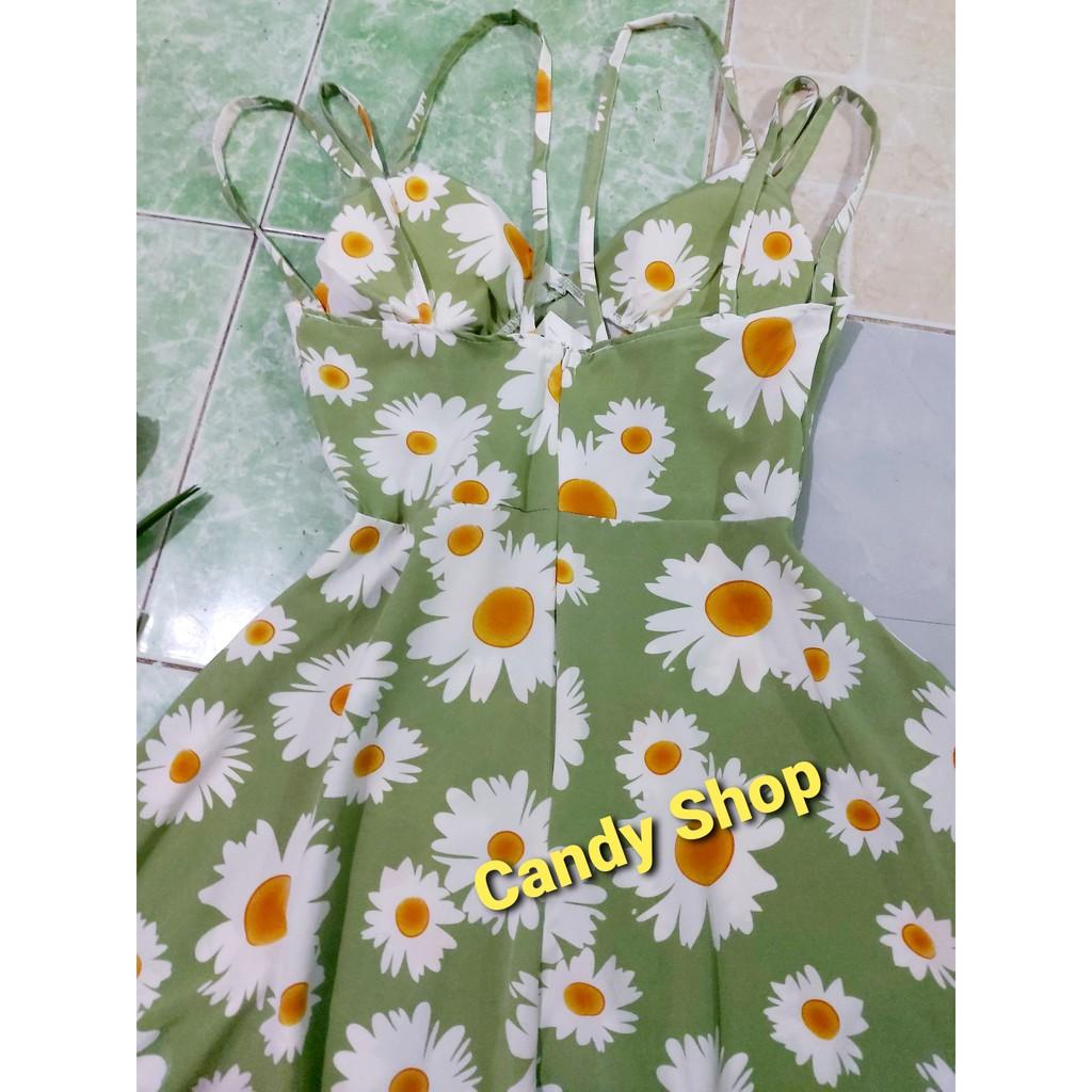 Đầm maxi 2s hoa cúc kèm mút sang chảnh + Ảnh thật